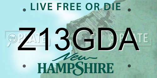 Z13GDA New Hampshire License Plate