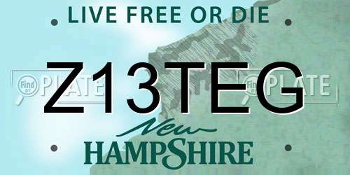 Z13TEG New Hampshire License Plate
