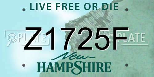 Z1725F New Hampshire License Plate