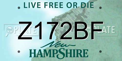 Z172BF New Hampshire License Plate