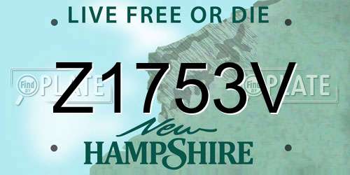 Z1753V New Hampshire License Plate