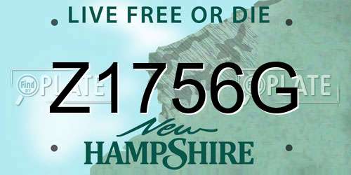 Z1756G New Hampshire License Plate