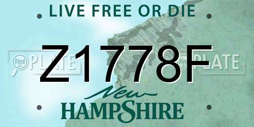 Z1778F New Hampshire License Plate