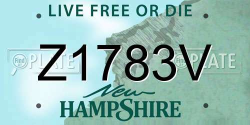 Z1783V New Hampshire License Plate