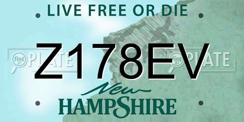 Z178EV New Hampshire License Plate