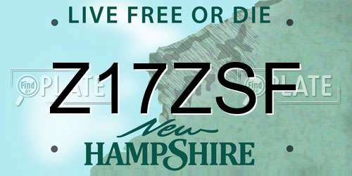 Z17ZSF New Hampshire License Plate