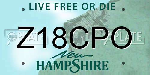 Z18CPO New Hampshire License Plate