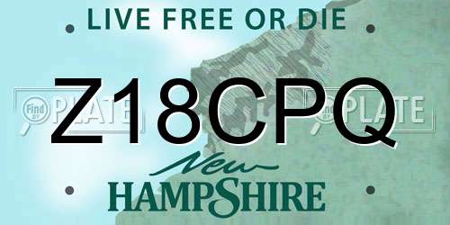 Z18CPQ New Hampshire License Plate