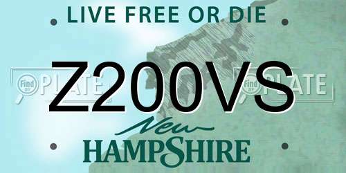 Z200VS New Hampshire License Plate