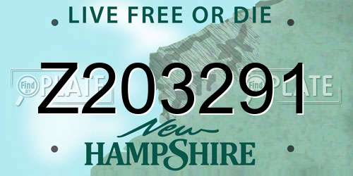 Z203291 New Hampshire License Plate