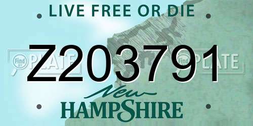 Z203791 New Hampshire License Plate