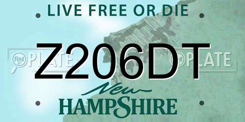 Z206DT New Hampshire License Plate