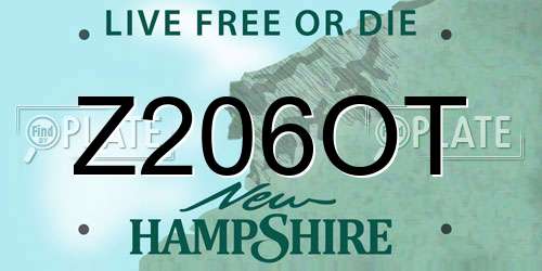 Z206OT New Hampshire License Plate