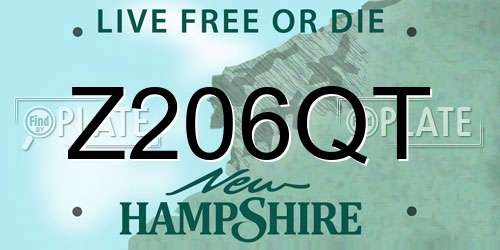 Z206QT New Hampshire License Plate