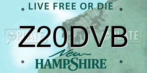 Z20DVB New Hampshire License Plate