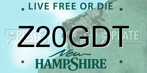 Z20GDT New Hampshire License Plate