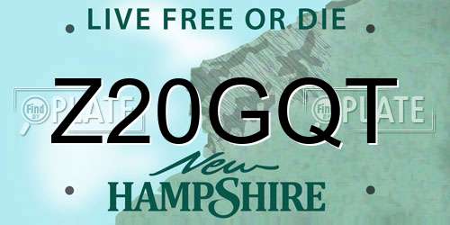 Z20GQT New Hampshire License Plate