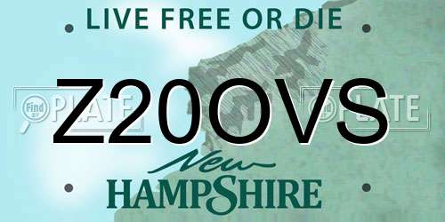 Z20OVS New Hampshire License Plate