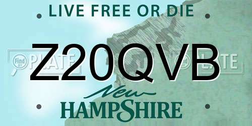 Z20QVB New Hampshire License Plate