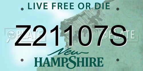 Z21107S New Hampshire License Plate