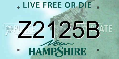 Z2125B New Hampshire License Plate