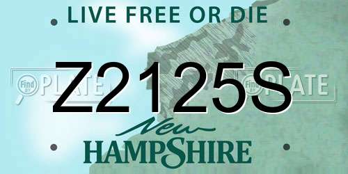 Z2125S New Hampshire License Plate