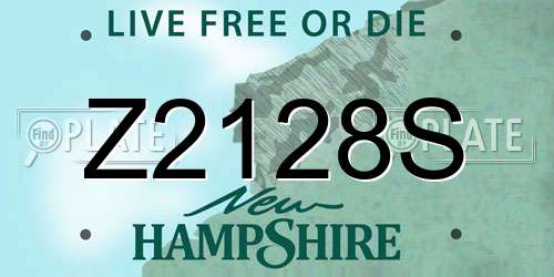 Z2128S New Hampshire License Plate