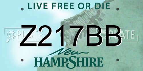 Z217BB New Hampshire License Plate