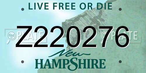 Z220276 New Hampshire License Plate