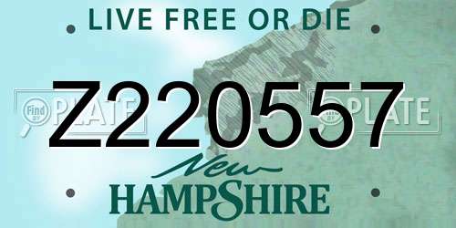 Z220557 New Hampshire License Plate