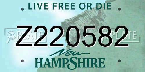 Z220582 New Hampshire License Plate