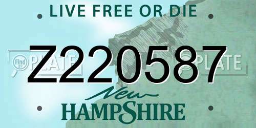 Z220587 New Hampshire License Plate