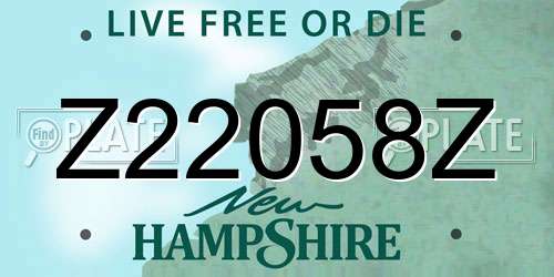 Z22058Z New Hampshire License Plate