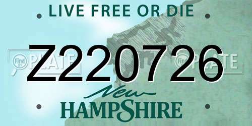Z220726 New Hampshire License Plate