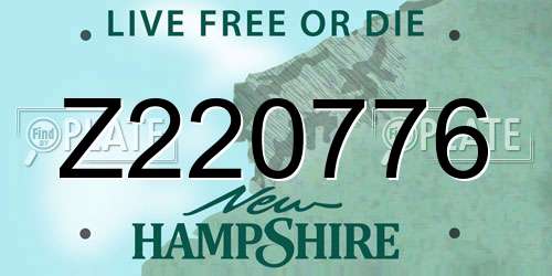 Z220776 New Hampshire License Plate