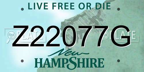 Z22077G New Hampshire License Plate