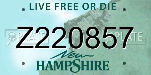 Z220857 New Hampshire License Plate