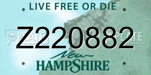 Z220882 New Hampshire License Plate