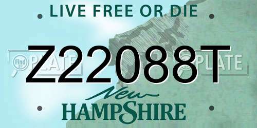Z22088T New Hampshire License Plate