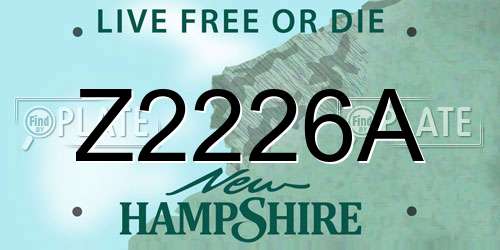 Z2226A New Hampshire License Plate
