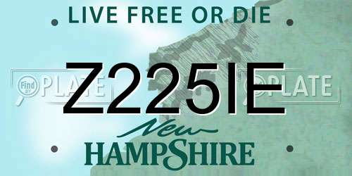 Z225IE New Hampshire License Plate