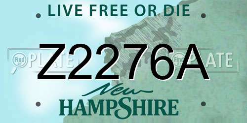 Z2276A New Hampshire License Plate