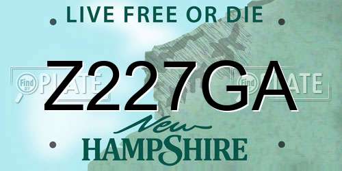 Z227GA New Hampshire License Plate