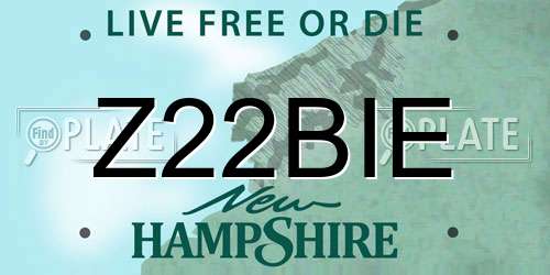 Z22BIE New Hampshire License Plate