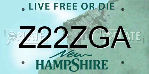 Z22ZGA New Hampshire License Plate