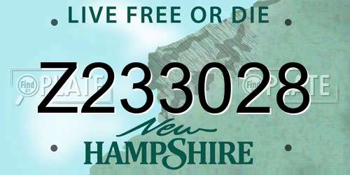 Z233028 New Hampshire License Plate