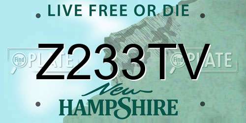 Z233TV New Hampshire License Plate