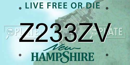 Z233ZV New Hampshire License Plate