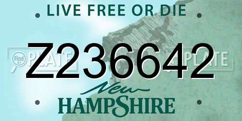 Z236642 New Hampshire License Plate