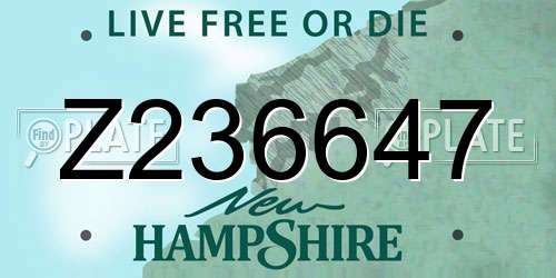 Z236647 New Hampshire License Plate